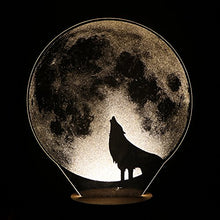 Load image into Gallery viewer, LED Table Lamp Jubapoz 3D Illusion Night Light Desk Lamp USB 3D Illusion Lamp, Acrylic Creative Toys Decorations, Warm White (Wolf)
