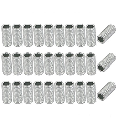 uxcell 30Pcs Metric M7 1mm Pitch Thread Zinc Plated Pipe Nipple Lamp Parts 15mm Lenght