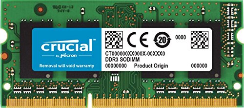 Crucial 4GB Single DDR3/DDR3L 1866 MT/s (PC3-14900) Unbuffered SODIMM 204-Pin Memory - CT51264BF186DJ