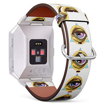 Load image into Gallery viewer, (Mysterious All Seeing Eye, Eye of Providence Emblem Badge) Patterned Leather Wristband Strap for Fitbit Ionic,The Replacement of Fitbit Ionic smartwatch Bands
