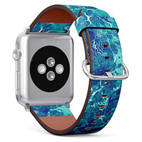 S-Type iWatch Leather Strap Printing Wristbands for Apple Watch 4/3/2/1 Sport Series (38mm) - Abstract Marble Blue Art Background