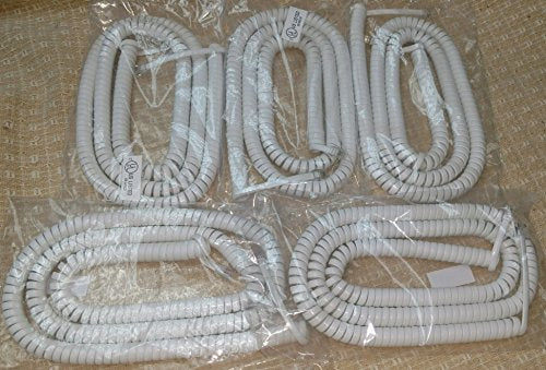 Lot of 5 Southwestern Bell Freedom Bright White 25' Ft Handset Phone Cord by DIY-BizPhones
