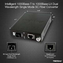 Load image into Gallery viewer, TRENDnet Intelligent 1000Base-T to 1000Base-LX Dual Wavelength Single Mode SC Fiber Media Converter (10km/6.2miles) Fiber to Ethernet Converter, Fiber Port, RJ-45, Lifetime Protection, TFC-1000S10D3
