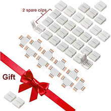Load image into Gallery viewer, T Shape 4 Pins Connector 10-pack JACKYLED 10mm Solderless Connector 12V 72W Clips for 5050 3528 SMD RGB Fireproof Material LED Strip Lights Connectors (32Pcs clips)

