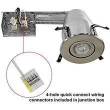 Load image into Gallery viewer, TORCHSTAR 4 Inch UL-Listed Remodel Can + Gimbal Trim Kit, Air Tight Aluminum IC Housing, GU10 Socket Included, Satin Nickel Trim, 120V Voltage, Pack of 6
