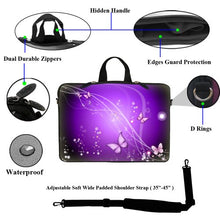 Load image into Gallery viewer, Meffort Inc 15 15.6 inch Laptop Carrying Sleeve Bag Case with Hidden Handle &amp; Adjustable Shoulder Strap with Matching Skin Sticker and Mouse Pad Combo - Purple Swirl Butterfly B
