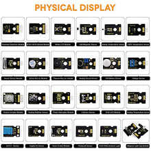 Load image into Gallery viewer, KEYESTUDIO 48 Sensors Modules Starter Kit for Arduino with LCD, 5v Relay, IR Receiver, LED Modules, Servo Motor, Temperture, Gas Sensor, Programming for Beginners Adults Learning
