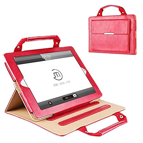 iPad Pro 9.7 Case 2016 with Hand Strap, Business Screen Protective Case Folio Cover with Multiple Viewing Angle Stand/Accessories File Pocket Stylish Handbag Design for Apple iPad Pro 9.7 inch,Red