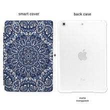 Load image into Gallery viewer, CasesByLorraine Apple New iPad 9.7&quot; (2017) Case, Blue Mandala Floral Pattern Stylish Smart Cover for New iPad 9.7 inch (2017) with auto Sleep &amp; Wake Function - N15
