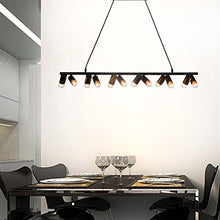 Load image into Gallery viewer, Unitary Brand Modern Black Metal Linear Dining Room Island Light with 12 E26 Bulb Sockets 480W Painted Finish
