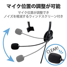 Load image into Gallery viewer, ELECOM Headset microphone ear overhead 4-pole pin jack endurance code 1.8m HS-HP21TBK
