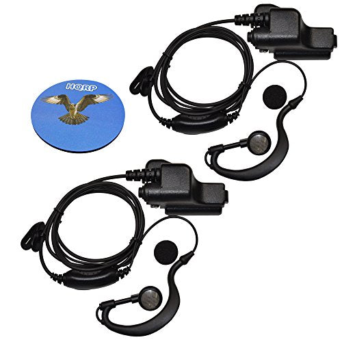 HQRP 2-Pack G Shape Earpiece Headset PTT Mic for EF Johnson 7700 / 514X / AN/PRC-127EF + HQRP Coaster