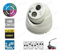 DiySecurityCameraWorld, Analog-960H/HD-(CVI+TVI+AHD) (4-IN-1) 1080P/2.4MP Small Eyeball Dome 3.6mm Matrix IR 65ft ICR indoor/outdoor White, BNC ouput, 12VDC