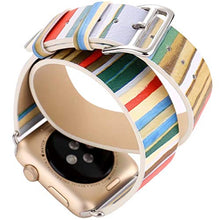Load image into Gallery viewer, Compatible with Apple Watch Band 42mm 44mm, [Coloured Stripes Painting] Double Tour Watch Strap Replacement Wristband Bracelet for Apple Watch Series 4 (44mm) Series 3 Series 2 Series 1 (42mm)

