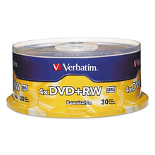 Load image into Gallery viewer, Verbatim DVD+RW Rewritable Media Spindle, 4.7GB/120 Minutes, Pack of 30

