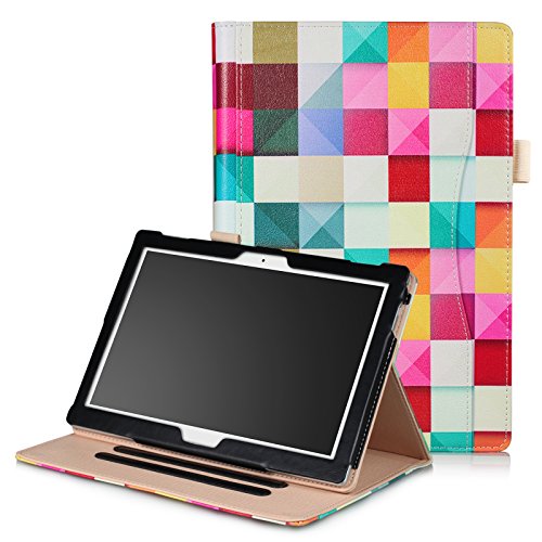 UUCOVERS Lenovo Tab 4 10 Case-Stand Smart Folio Case Protective Cover with Hand Strap for Lenovo Tab 4 10.1 & TAB 4 10 Plus Inch 2017 Release,Color Grid