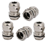 Aexit M16x1.5mm Thread Transmission 2mm Dia 5 Holes Metal Cable Gland Joint Silver Tone 5pcs