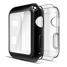 Load image into Gallery viewer, Simpeak Soft Screen Protector Bumper Case Compatible with Apple Watch 38mm Series 2 Series 3, Pack of 2, All-Around, Clear + Plated Black
