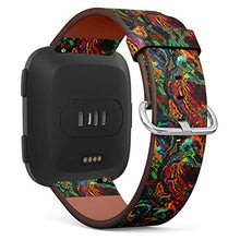 Load image into Gallery viewer, Replacement Leather Strap Printing Wristbands Compatible with Fitbit Versa - Abstract Rainbow Fractal Pattern Background
