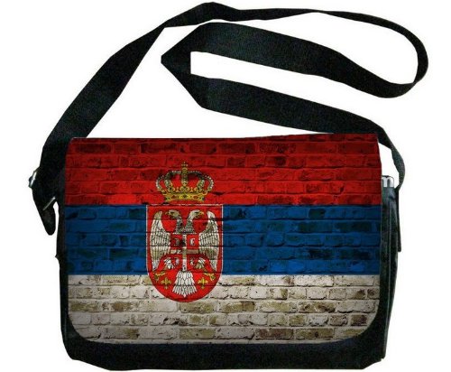 Serbia Flag Brick Wall Design Messenger Bag
