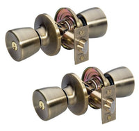 Master Lock TUO0105T Tulip Knob Keyed Entry Door Lock Twin Pack Door Knob, Antique Brass