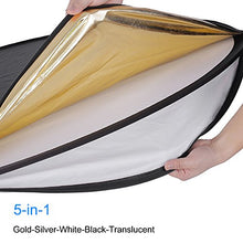 Load image into Gallery viewer, 24&quot; (60cm) 5-in-1 Portable Collapsible Multi-Disc Photography Light Photo Reflector for Studio/Outdoor Lighting with Bag - Translucent, Silver, Gold, White and Black
