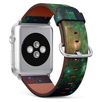 S-Type iWatch Leather Strap Printing Wristbands for Apple Watch 4/3/2/1 Sport Series (38mm) - Nebula Galaxy