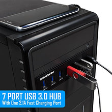 Load image into Gallery viewer, Kingwin Front Panel USB 3.0 Hub 7 Port Include One Fast Charging USB 2.1A Charging Port.  For PC, USB Flash Drives, Transfer Speed up to 5 Gbps, Fits any 5.25&quot; Computer Case Front Bay
