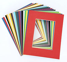 Load image into Gallery viewer, Pack of 50 MIXED COLORS 8x10 Picture Mats Mattes Matting for 5x7 Photo + Backing + Bags

