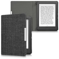 kwmobile Case for Kobo Glo HD (N437) / Touch 2.0 - Book Style Fabric Protective e-Reader Cover Flip Folio Case - Dark Grey