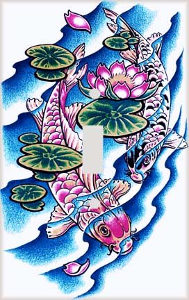Koi Carps and Water Lilies Switchplate - Switch Plate Cover
