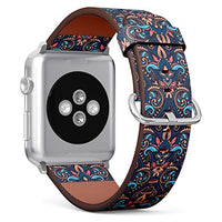 S-Type iWatch Leather Strap Printing Wristbands for Apple Watch 4/3/2/1 Sport Series (38mm) - Paisey Damask Pattern