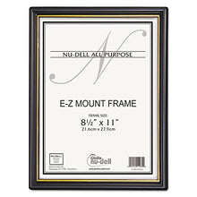 Load image into Gallery viewer, Nudell 11818 EZ Mount Document Frame w/Trim Accent, Plastic, 8-1/2 x 11, Black/Gold, 18/CT
