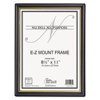 Nudell 11818 EZ Mount Document Frame w/Trim Accent, Plastic, 8-1/2 x 11, Black/Gold, 18/CT