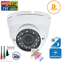 Load image into Gallery viewer, Evertech 1080p Hybrid Dome Camera AHD - TVI - CVI and Analog Weatherproof 2.8-12mm Adjustable Lens White Dome Camera for Security Surveillance Systems
