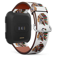 Replacement Leather Strap Printing Wristbands Compatible with Fitbit Versa - Tribal Native American Indian Girl