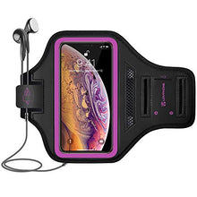 Load image into Gallery viewer, LOVPHONE iPhone 13 Pro/ 13/12 Pro/ 12/11 Pro Max / 11 Pro/iPhone Xs Max/iPhone XR Armband, Sport Running Exercise Gym Case with Key Holder &amp; Card Slot,Fingerprint Sensor Access Supported (Rosy)

