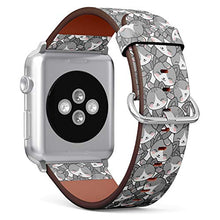 Load image into Gallery viewer, S-Type iWatch Leather Strap Printing Wristbands for Apple Watch 4/3/2/1 Sport Series (38mm) - Cute Gray Cats Pattern
