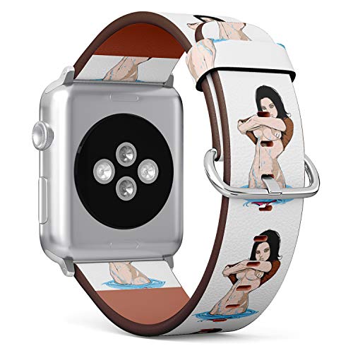 S-Type iWatch Leather Strap Printing Wristbands for Apple Watch 4/3/2/1 Sport Series (42mm) - Sexy Pin-up Girl