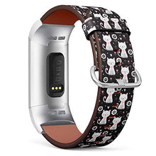 Load image into Gallery viewer, Replacement Leather Strap Printing Wristbands Compatible with Fitbit Charge 3 / Charge 3 SE - Cute Cat Pattern
