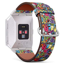Load image into Gallery viewer, (Musical Instruments, Symbols and Bombs in Cartoon Style) Patterned Leather Wristband Strap for Fitbit Ionic,The Replacement of Fitbit Ionic smartwatch Bands
