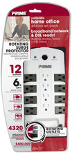 Load image into Gallery viewer, Prime PB504140 12-Outlet 8 Rotating 4320J with RJ11, RJ45, Coax and 6-Foot Cord, White
