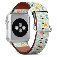 Compatible with Big Apple Watch 42mm, 44mm, 45mm (All Series) Leather Watch Wrist Band Strap Bracelet with Adapters (Farm Animals)