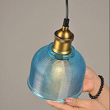 Load image into Gallery viewer, Swag Plug-in Handmade Glass Pendant Lamp 15 Foot Black Cord with On/Off UL Certification Dimmable Blue Glass Baroque Stytle Hanging Swag Lamp no Wiring Needed Bulb Not Included
