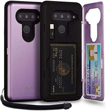 Load image into Gallery viewer, TORU CX PRO Case for LG V40 ThinQ, with Card Holder | Slim Protective Cover with Hidden Credit Cards Wallet Flip Slot Compartment Kickstand | Include Mirror, Strap, USB Adapter - Purple
