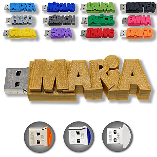 Customized USB Stick with Personalized Name, Date or Message in Your Choice of 15 Vibrant Colors. Choose 8, 16, 32GB Thumb Drive. Fun Gift for Birthday, Wedding, Business