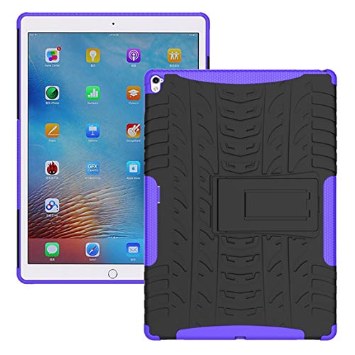 for iPad Pro 9.7 Case, Model: A1673 A1674 A1675 Protective Cover Double Layer Shockproof Armor Case Hybrid Duty Shell Anti-Slip with Kickstand for Apple iPad Pro 9.7 Inch 2016 Tablet Purple