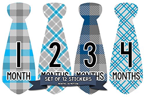 Baby Monthly Tie Stickers - Baby Milestone Stickers - Newborn Boy Stickers - Month Stickers for Baby Boy - Baby Boy Tie Stickers - Monthly Milestone Stickers