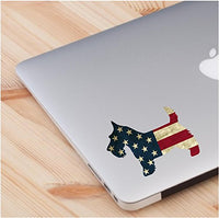 Scottish Terrier Love Dog American Flag Theme Skin Laptop Sticker Quote Decals Computer Vinyl Sticker (2 in a Pack)