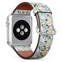 Load image into Gallery viewer, S-Type iWatch Leather Strap Printing Wristbands for Apple Watch 4/3/2/1 Sport Series (38mm) - Funny Unicorns with Ornament, asterisks, ice Cream, Candy, Cakes and Flying Cats
